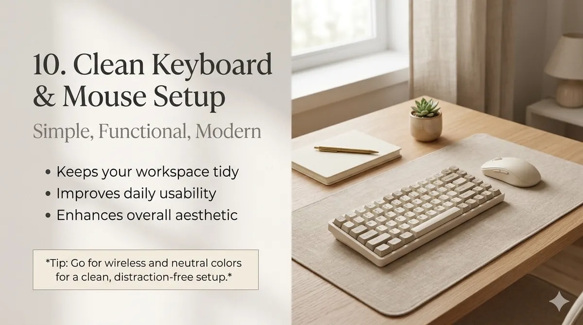 Aesthetic pen holder with a few essentials on a minimal desk