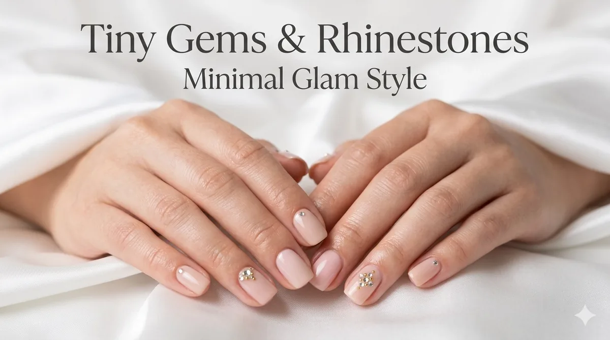 Chrome and glazed short nails with pearl and pink shine