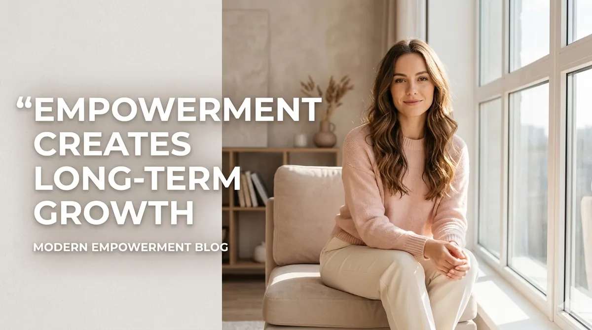 Woman walking a flower-lined path — empowerment makes you more independent