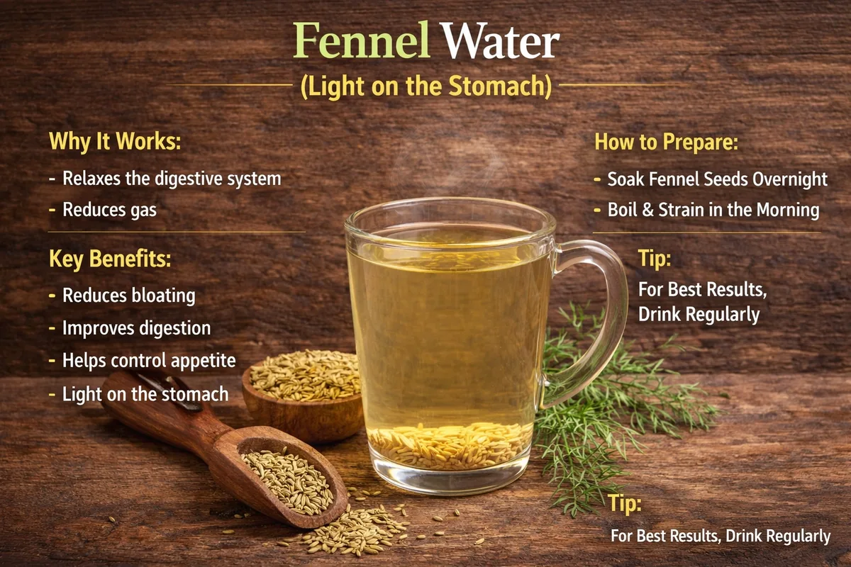 Fennel water to reduce bloating and support digestion