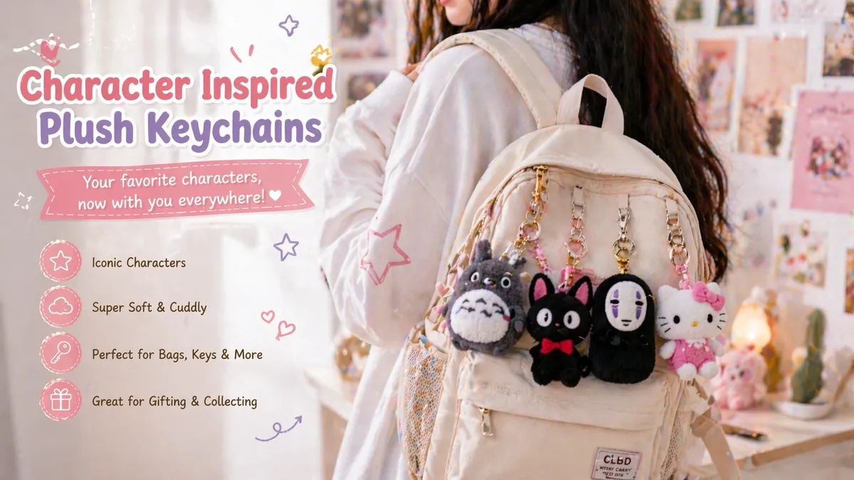 Food-themed plush keychains like boba, donut and coffee