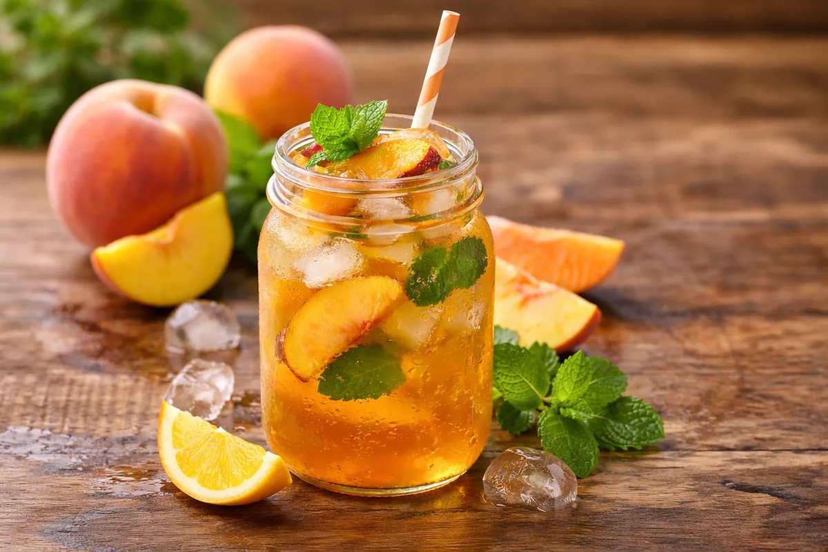 Non-alcoholic green tea mojito with mint, lemon and ice