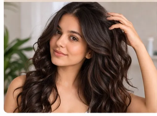 Woman looking frustrated with dry, frizzy, heat-damaged hair