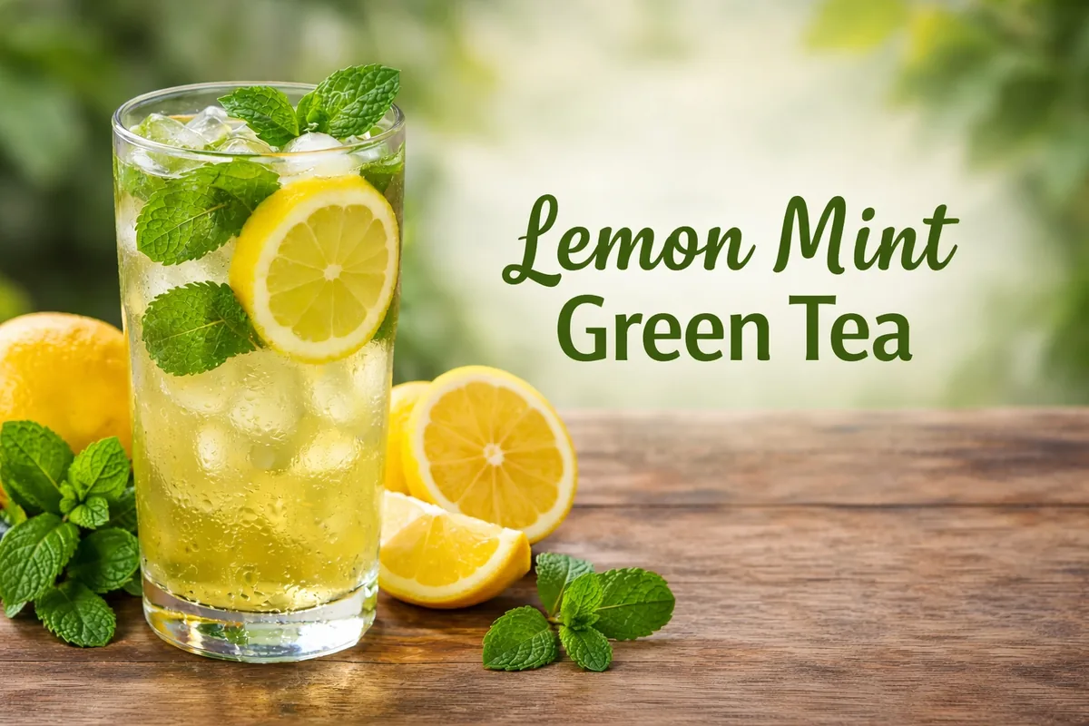 Honey ginger iced green tea with fresh ginger root and honey