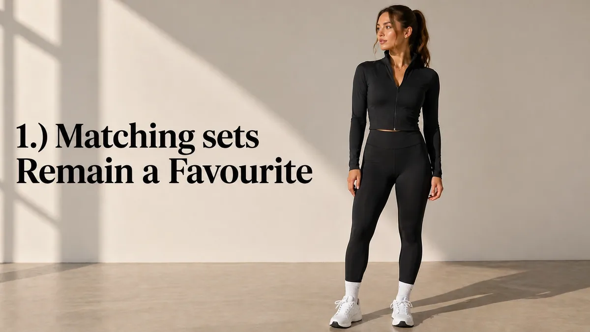 Beige minimal-branding activewear set for an elegant, stylish gym look