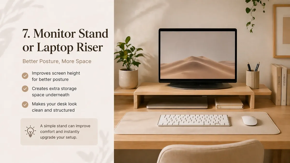 Minimal desk clock with neutral tones on an aesthetic desk