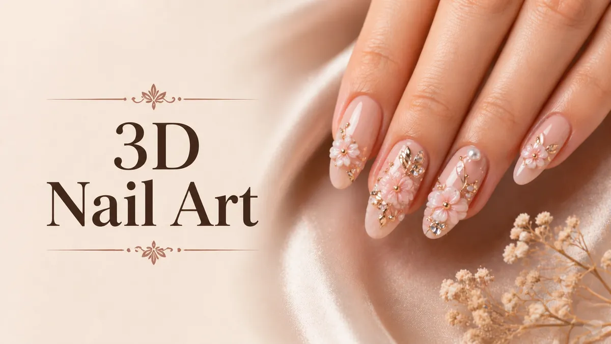Mismatched nails with different colours, florals and glitter on each nail