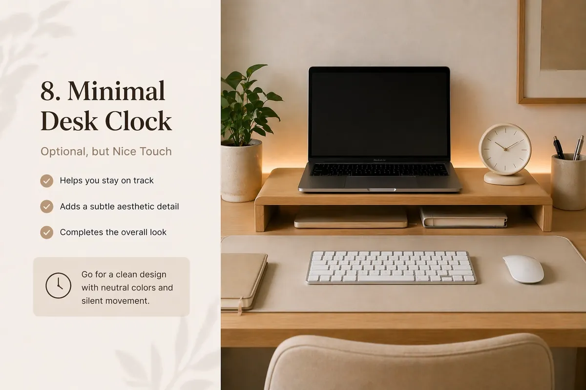 Neutral notebook and planner on a minimal aesthetic desk
