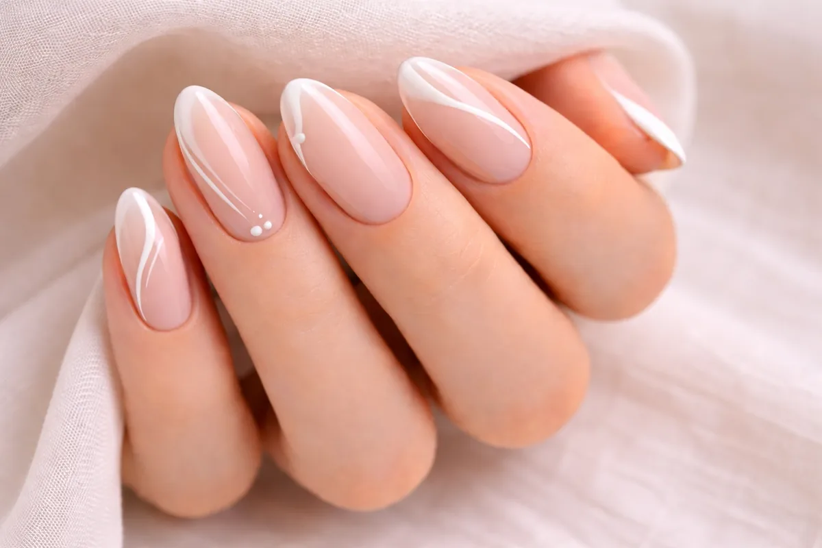 Ombre French tip nails with a soft white to nude gradient