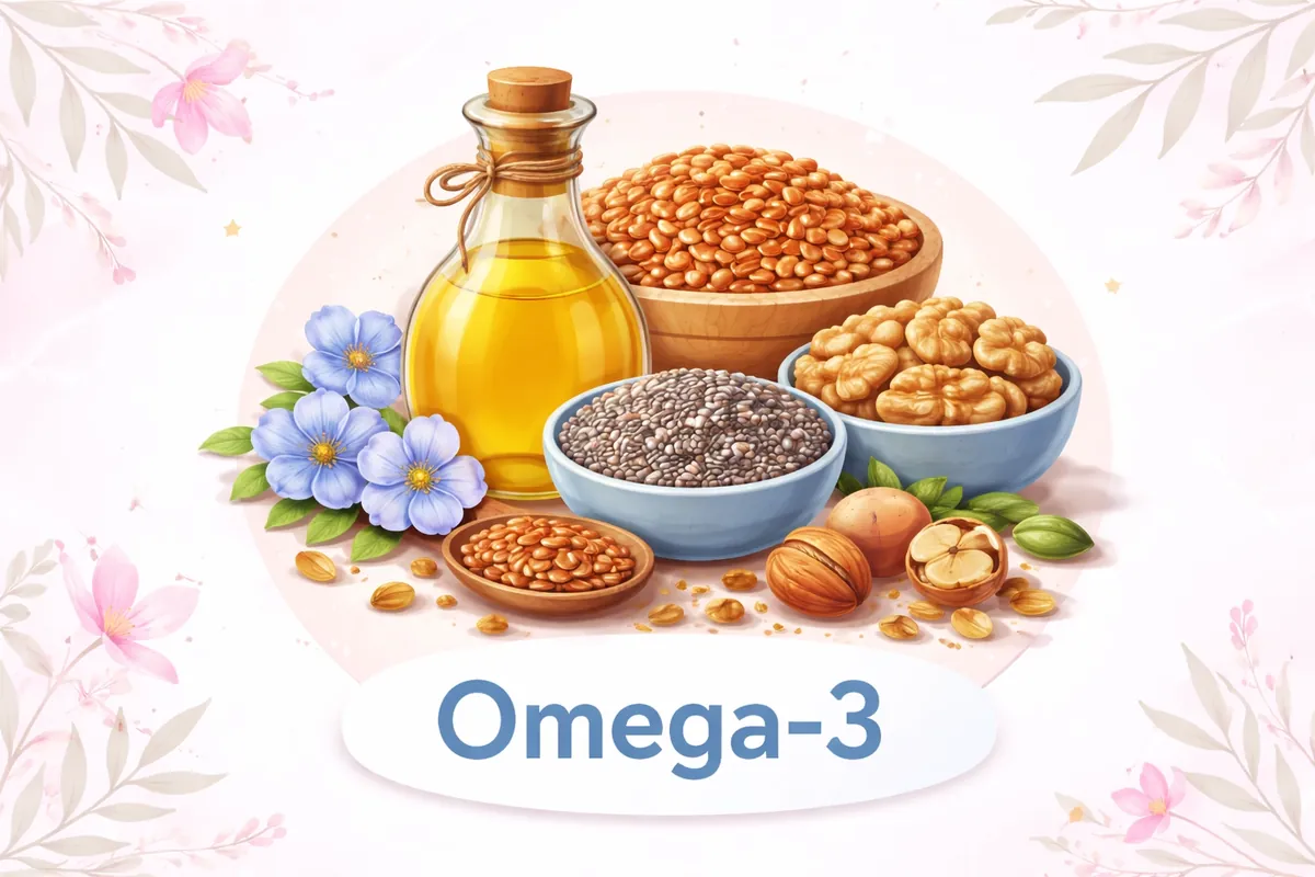 Omega-3 vegetarian sources like flaxseeds, chia seeds and walnuts