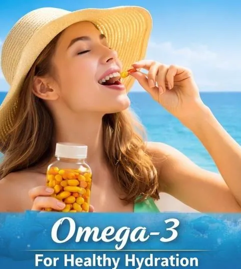 Woman taking an omega-3 supplement for skin hydration