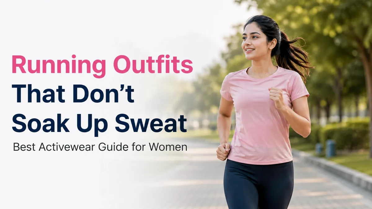 Woman in oversized performance tee with cycling shorts running outfit