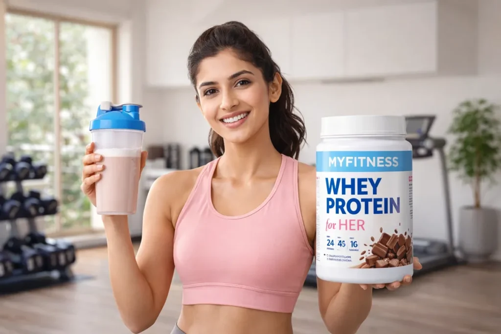Fit woman jogging outdoors — protein powder for women to build lean muscle
