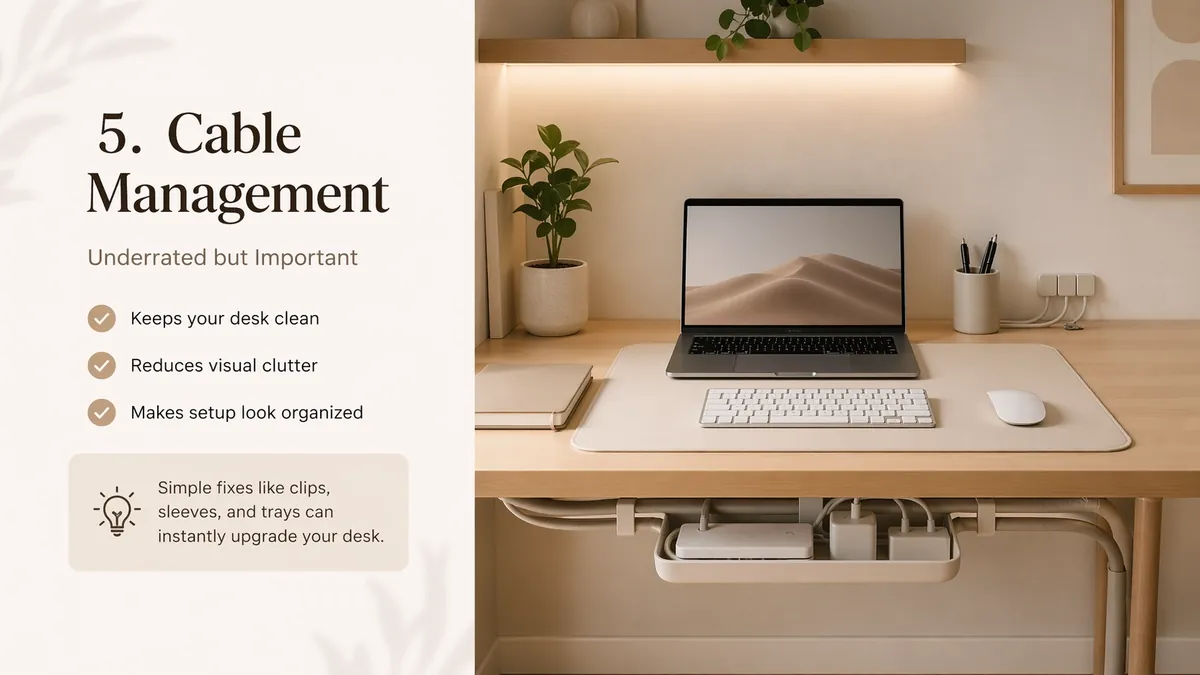 Small indoor plant adding freshness to a minimal desk