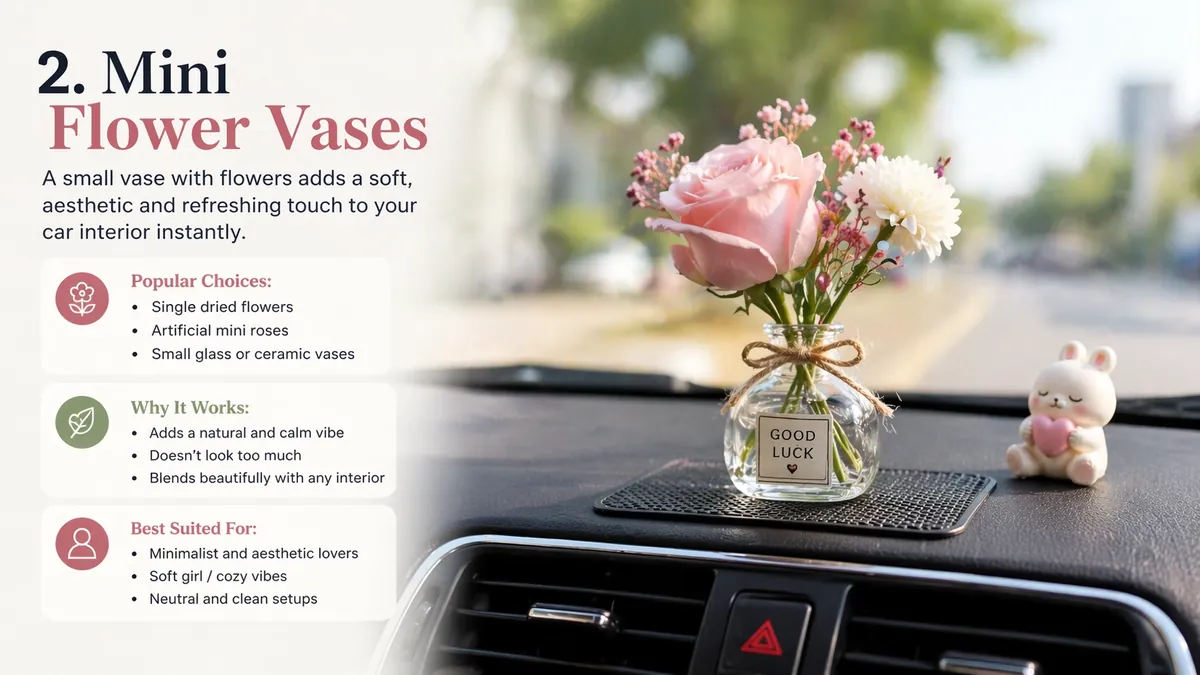 Spiritual idol on a car dashboard for a calm, positive drive