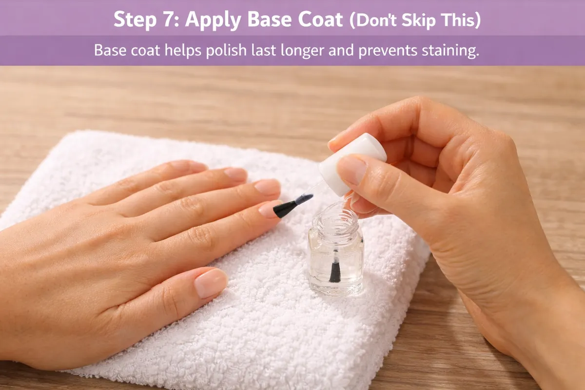 Step 8 applying nail polish in thin layers