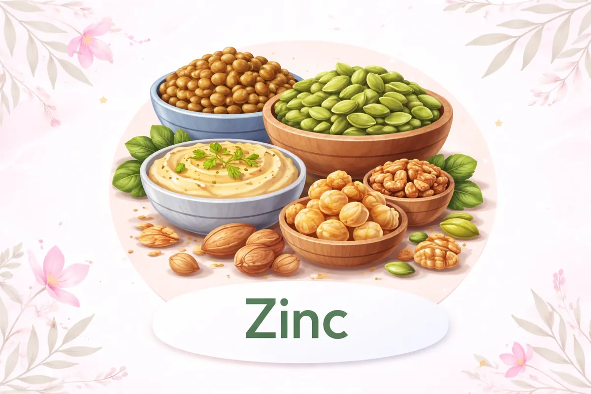 Zinc-rich vegetarian foods like pumpkin seeds, lentils and chickpeas