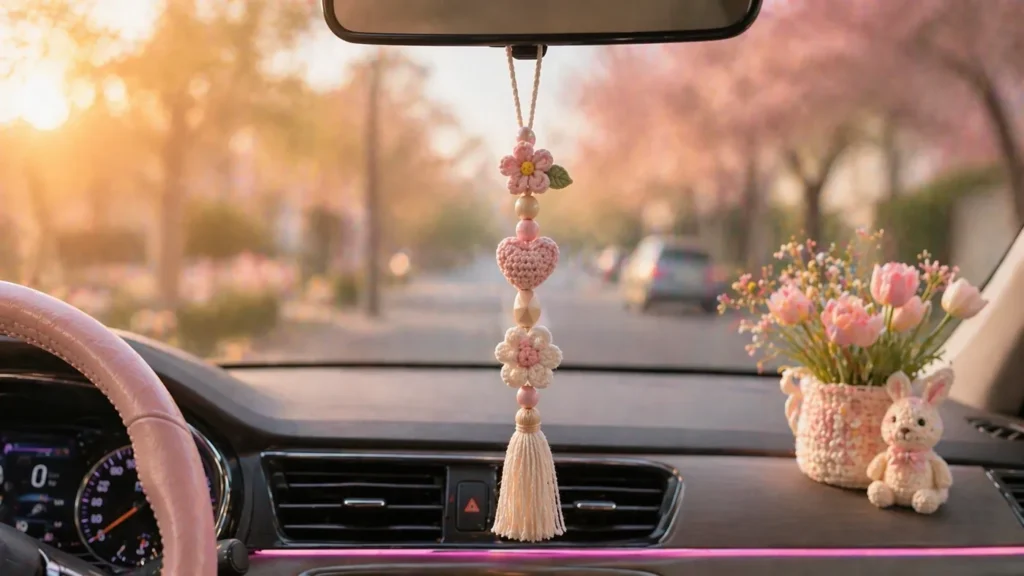 Handmade Fabric Charms – car hanging charm