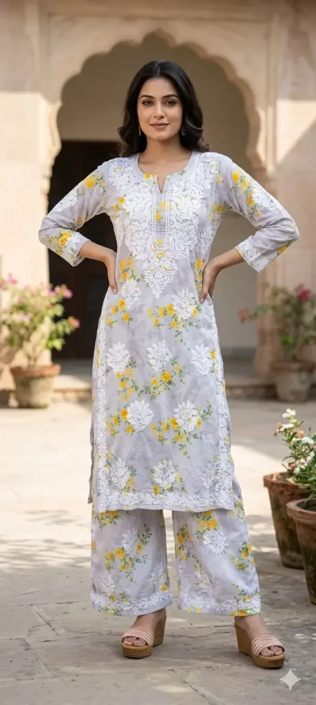 Cotton kurti with palazzo pants – summer outfit for college girls